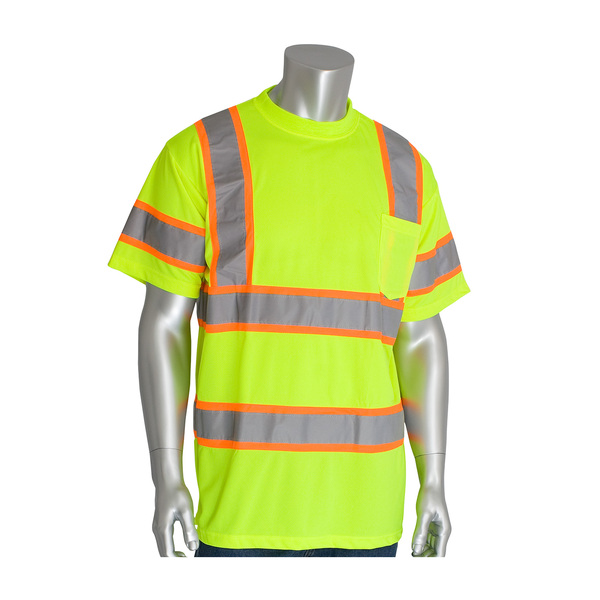 313-CNTSPLY-XL CLASS 3 SHORT SLEEVE T-SHIRT, CHEST POCKET, TWO TONE,